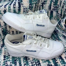 Reebok Workout Classic  2759 White Blue Athletic Mens Shoes Sneakers Size 12.5