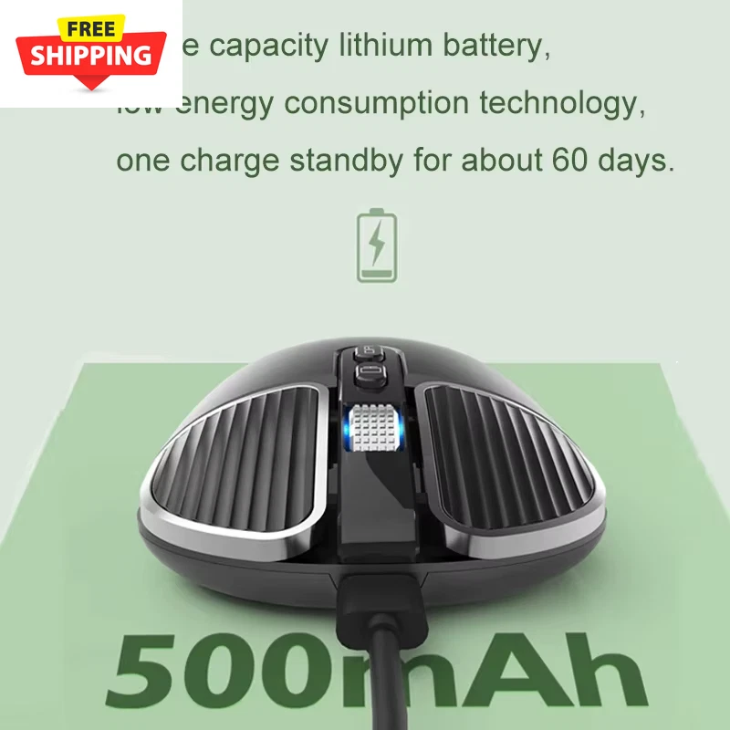 Wireless Mouse 2.4GHz Rechargeable anti slip 1600DPI Silent USB Ergonomic Office - Image 4 of 4