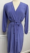 DVF Diane von Furstenberg Silk Periwinkle Purple Wrap Dress Vintage Made In USA