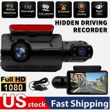 Car Dual Lens Dash Cam HD 1080P Front/Rear/Inside Video Recorder Camera G-Sensor