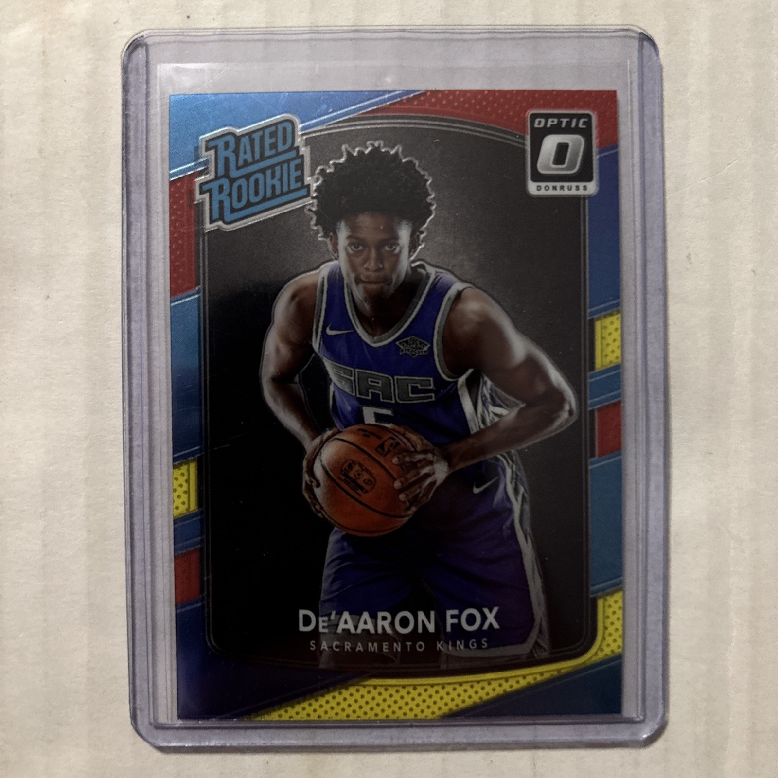 2017-18 Panini Donruss Optic De’Aaron Fox Red & Yellow Prizm RC - Spurs