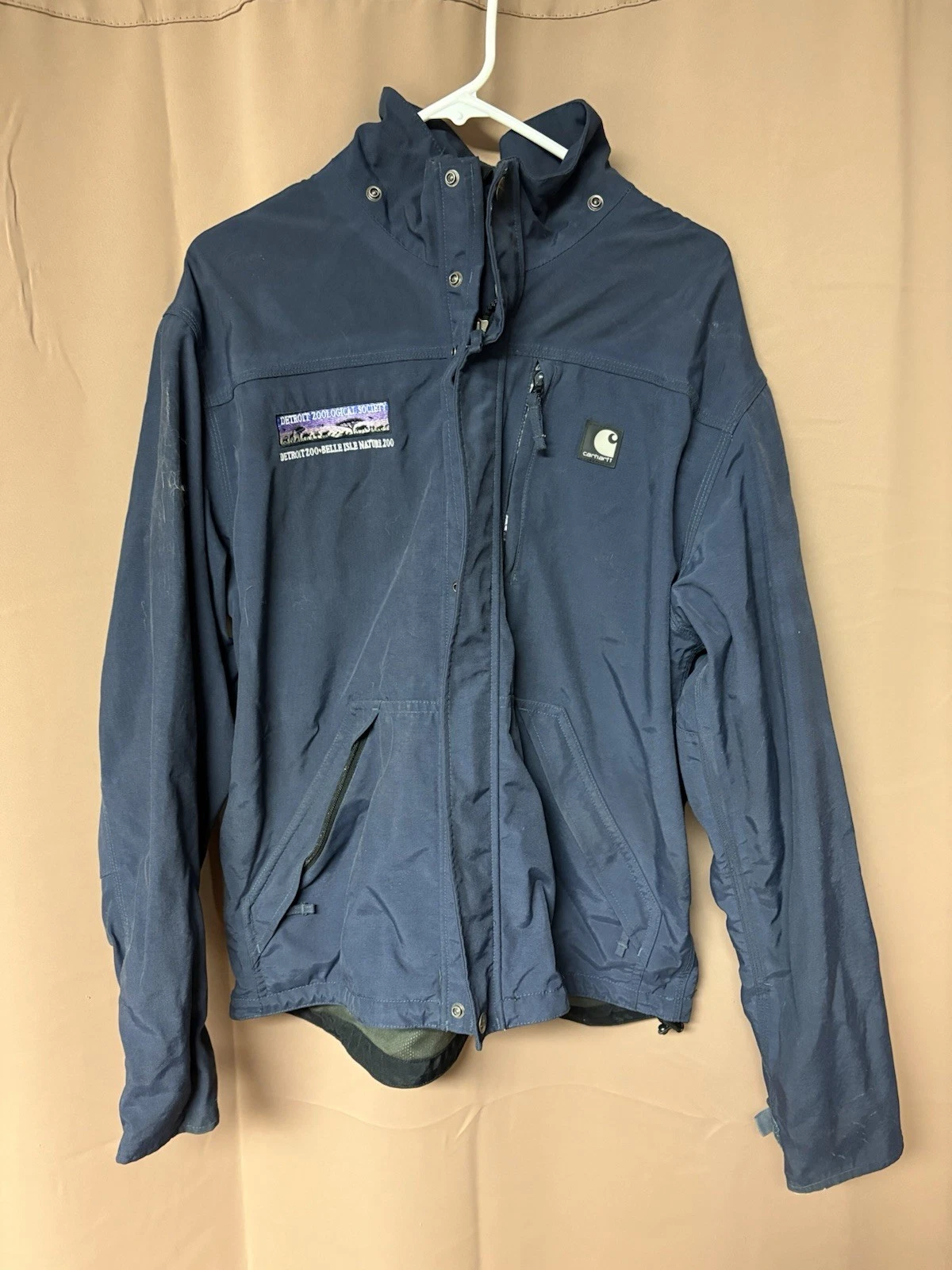 Carhartt Storm Defender Jacket Men's Sz M Waterproof Blue No Hood Detroit Zoo
