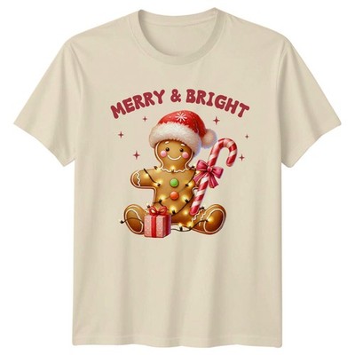 Merry & Bright Gingerbread Christmas Holidays Herren Damen Grafik T-Shirt