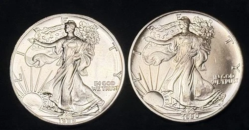 1989 & 1990 American Silver Eagles .999 Fine, No Reserve 2 Ounces Total #657