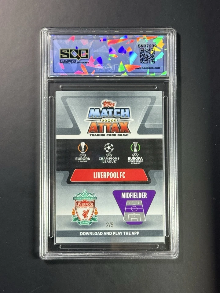 2021-22 Topps Chrome Match UCL Steven Gerrard Auto Red Refractor #/5 SQC 9 - Image 2 of 2