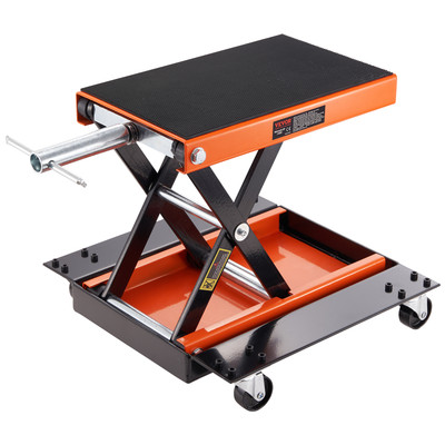 Motorcycle Lift ATV Scissor Jack Dolly 1100 lbs Steel w/Wide Deck & Hand Crank