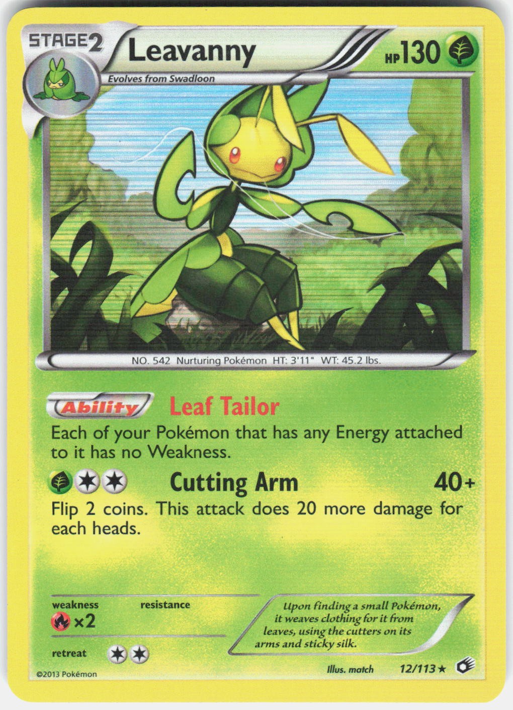 Leavanny 12/113 Holo Rare Legendary Treasures Pokemon Lightly Played