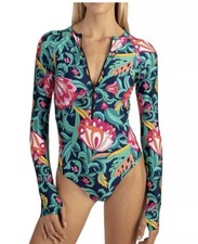 TRINA TURK India Garden Half Zip Paddle Suit L/S Rash Guard Swimsuit 172 NWT