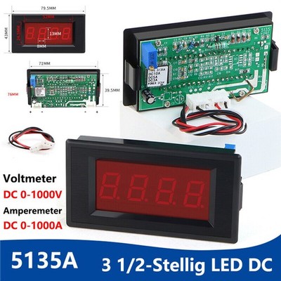 LED Digital DC Voltmeter / Amperemeter Panel Meter 3 1/2-Stellig 0-1000V 0-1000A