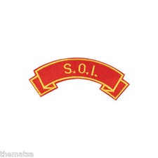 MARINE CORPS S.O.I.  MILITARY EMBROIDERED USMC RED SHOULDER ROCKER PATCH