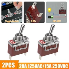 2 Pin SPST Heavy Duty Rocker Toggle Switch 20A 125V/15A 250V ON/OFF for Car Boat