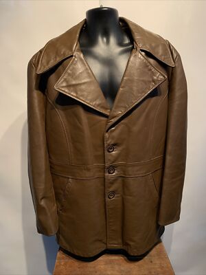 Vtg SCHOTT Leather Removable Fur Lined Button Blazer Disco Jacket Coat Mens M/L