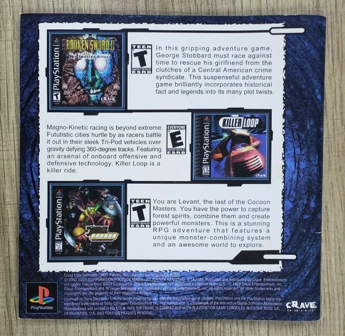 AUTHENTIC COVER AND MANUAL ONLY - NO GAME - GALERIANS - BLACK