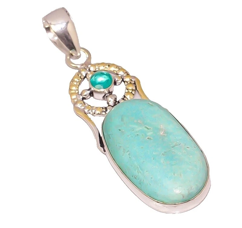 Amazonita Piedra Plateado Plata Moda Collares y Colgantes