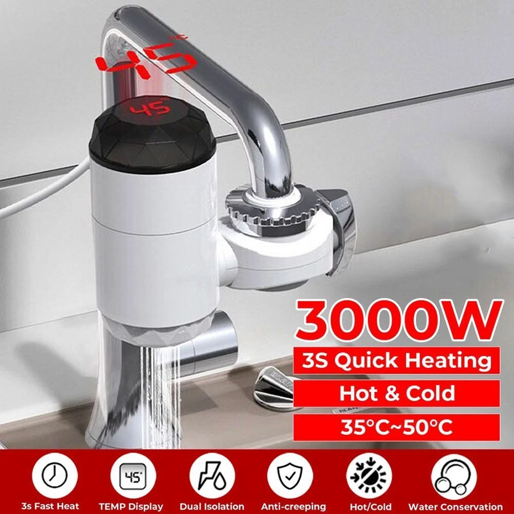 Display Tankless Water Heater Water Tap Instant Hot Kitchen Water Heating  Tap | eBay