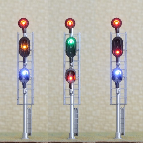 1 x HO scale model 3 colors block signal 3 heads Darth Vader style LED #Z132W - Picture 5 of 6