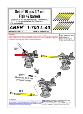 Aber - S 1:700 L-036 - Canons De Canon Breda 37 Mm /54 Pour Navires