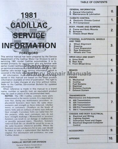 1981 Cadillac Factory Service Manual and Body Shop Repair Manual on CD - Foto 2 di 3