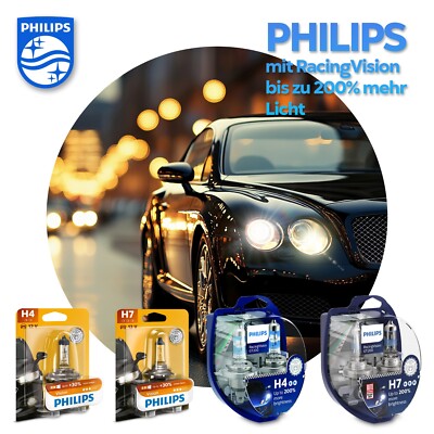 PHILIPS H4 H7 VISION / RACING VISION GT200 Auto- Lampe / StVZO-conform
