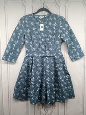 NWT Gap Yoke Dress Womens SZ 0 MSRP $74.95 Blue Floral Pleated Fit & Flare Snaps