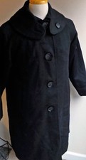 Vtg 50's Michel Daniel Paris Peter Pan Collar Stroller Coat Black Med? Alpaca?