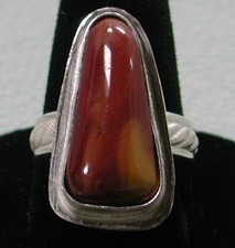Handmade Mookaite Cabochon Sterling Silver Ring, Size 6-3/4, USA Artist Made