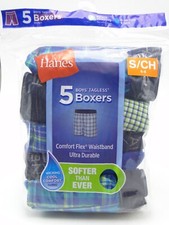 5pr Boy's Hanes Plaid Boxer Shorts Small 6-8