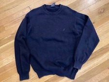 Nautica Mens Large Navy Blue Crewneck Sweater Embroidered Logo