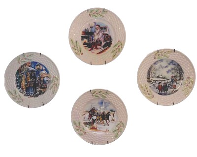 4 Christmas Plates By Belleek