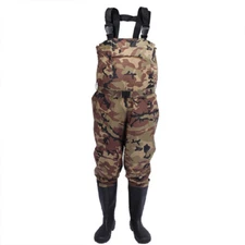 Bootfoot Chest Waders 2-Ply Nylon PVC Waterproof Fishing Hunting Cleated Sole