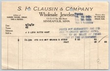 Minneapolis Billhead H. Clausin & Co. Jewelers Butte, MT Leys Jewelry 1919 Crown