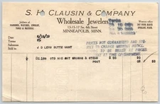 Minneapolis Billhead H. Clausin & Co. Jewelers Butte, MT Leys Jewelry 1919 Crown