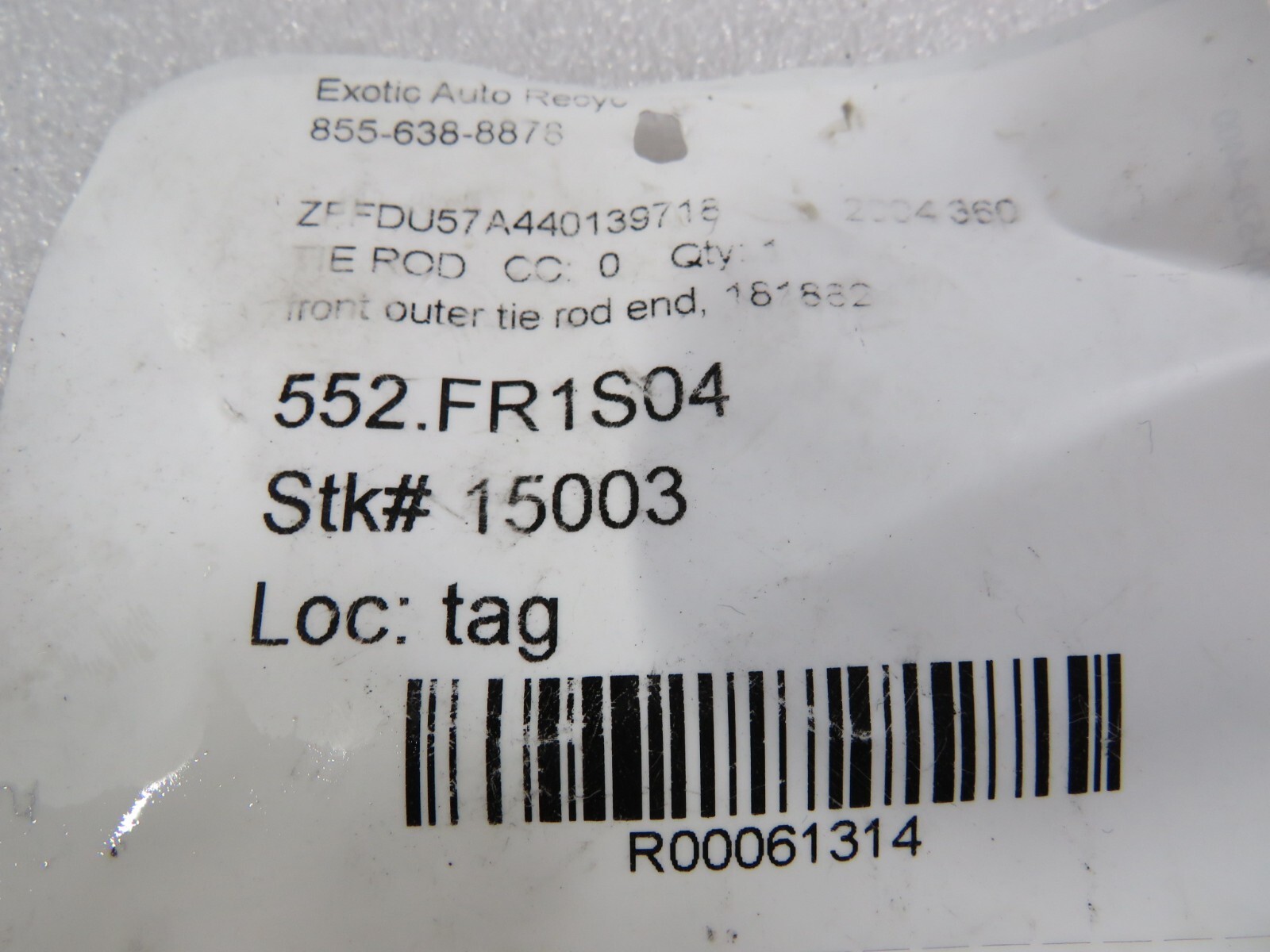 Ferrari F430, 599, 360, Front Outer Tie Rod, Used, P/N 181882