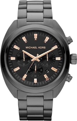 michael kors gunmetal and rose gold watch