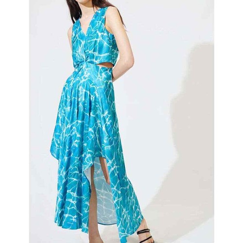 Maje x Slim Aarons Poolside Satin Scarf Dress