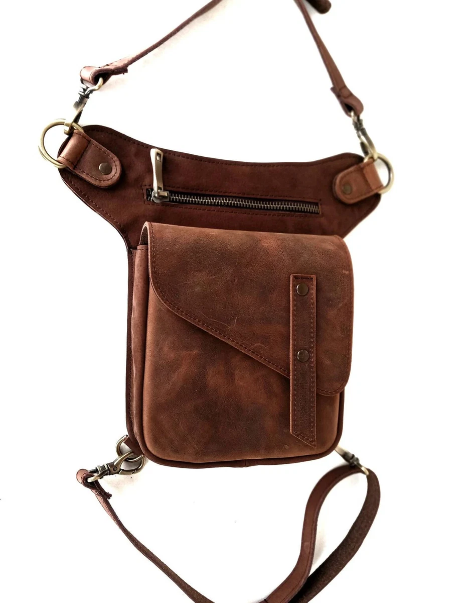 Genuine Leather Handmade Leg Bag Fanny Pack Drop Leg Purse Leather