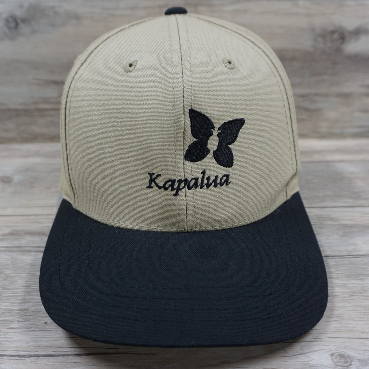 PAKUA☆BUTTERFLY LOGO BALL CAP Kapalua Golf Hat Cap Strap Back Imperial Vintage Beige Black
