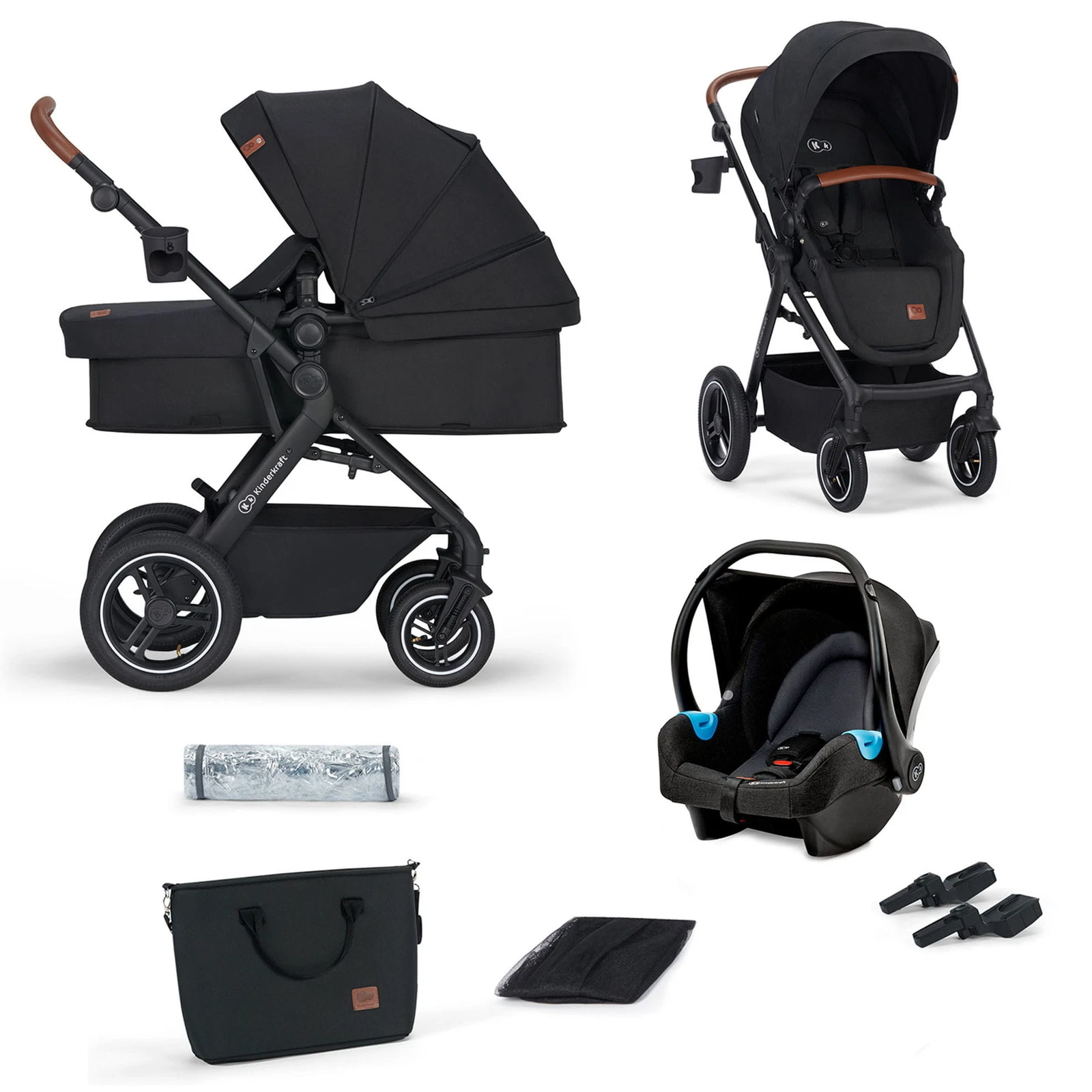 3IN1 PRAM Kinderkraft B-TOUR Black - UP TO 22 KG KINDERKRAFT