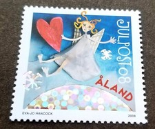 * LIVRAISON GRATUITE Aland Christmas 2008 Love Angel (timbre) MNH *Hologramme...