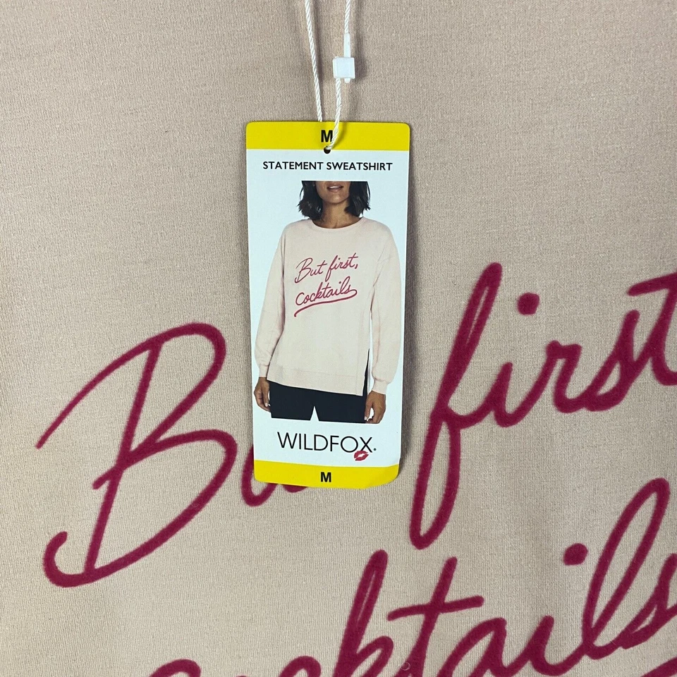 Sudadera para mujer Wildfox mediana rosa pulóver mezcla de algodón informal nueva con etiquetas Foto 4 de 4