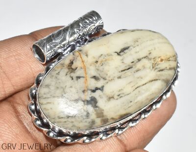 Wave Jasper Gemstone 1.3'' Handmade Pendant 925 Silver Plated U487-D106