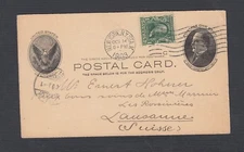 USA 1903 UPRATED POSTAL STATIONERY CARD NEW YORK TO LAUSANNE SWITZERLAND 