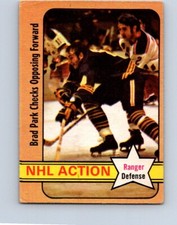 VINTAGE HOCKEY CARD 1972 OPC NEW YORK RANGERS BRAD PARK IN ACTION  NO99     