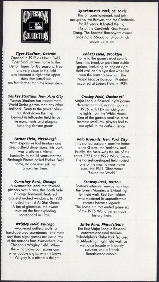 Scott #3510-3519 Legendary Baseball Fields Half Sheet of 10 Stamps - MNH Left - Image 2 of 2