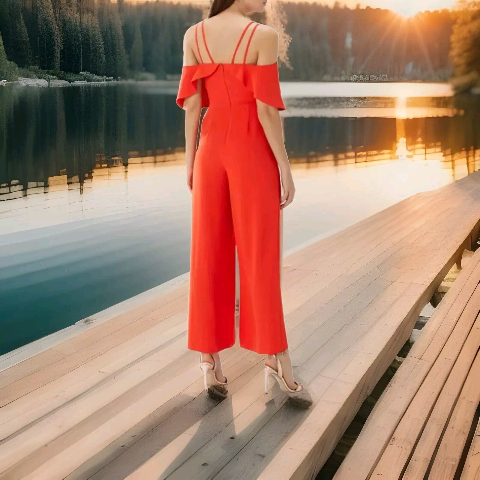 Coast Ladies Marissa Orange Overlayer Jumpsuit UK 10 Strappy Brand New RRP €195 image 2