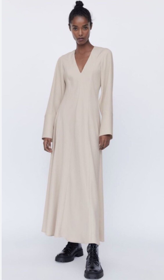 chinese dress ladies ZARA. Long beige dress Tm – Hibuy market