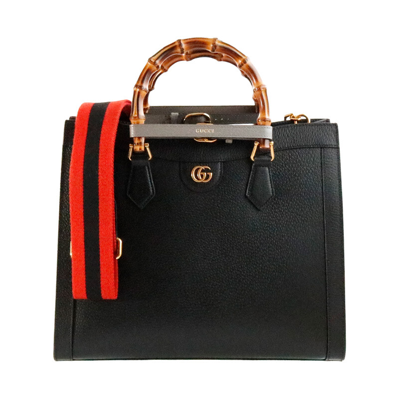Gucci Diana Bamboo 2Way Bag Ladies Black Leather With Gucci Diana Bamboo 2Way Bag Ladies Black Leather With