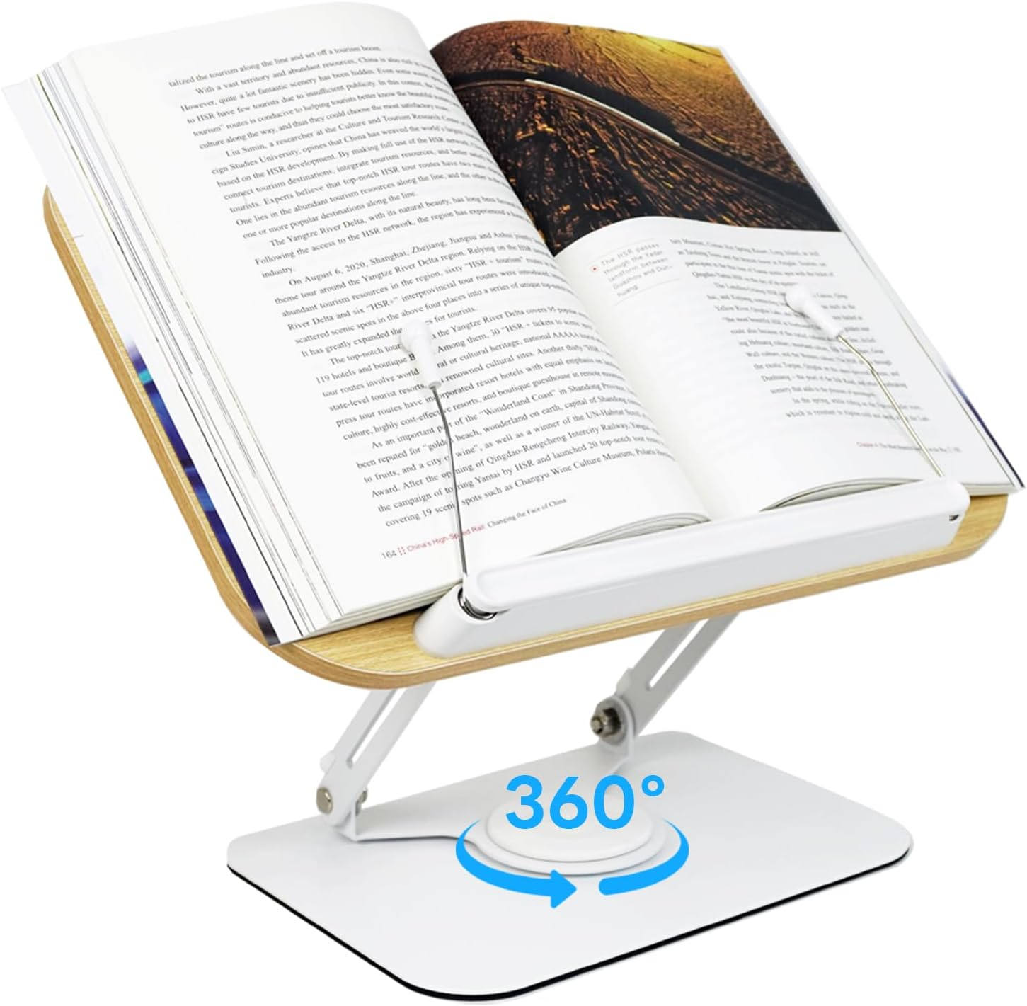 Book Stand for Reading, Adjustable Book Holders for Reading Hands Free With360°