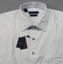 David Donahue Mens White Checker Performance Casual Dress Shirt NWT 18 2XL 145
