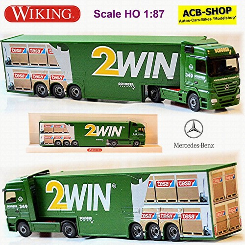 MB Actros large compartment suitcase tractor unit Schober Trasporto 2WIN Tesa 1:87 Wiking